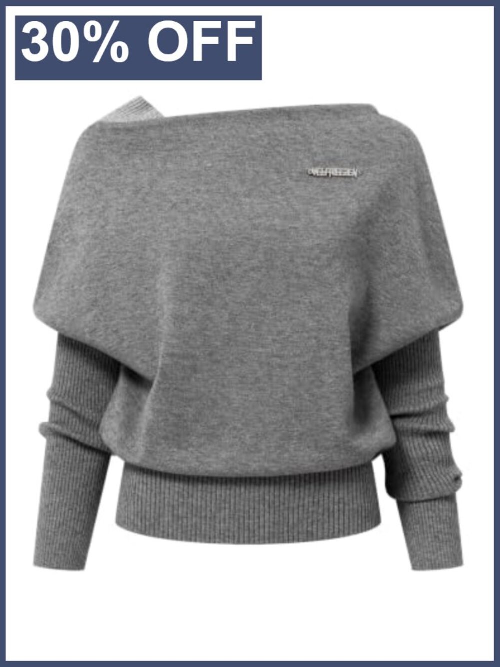 Off the Shoulder Knit Sweater Batwing Long Sleeve Pullover